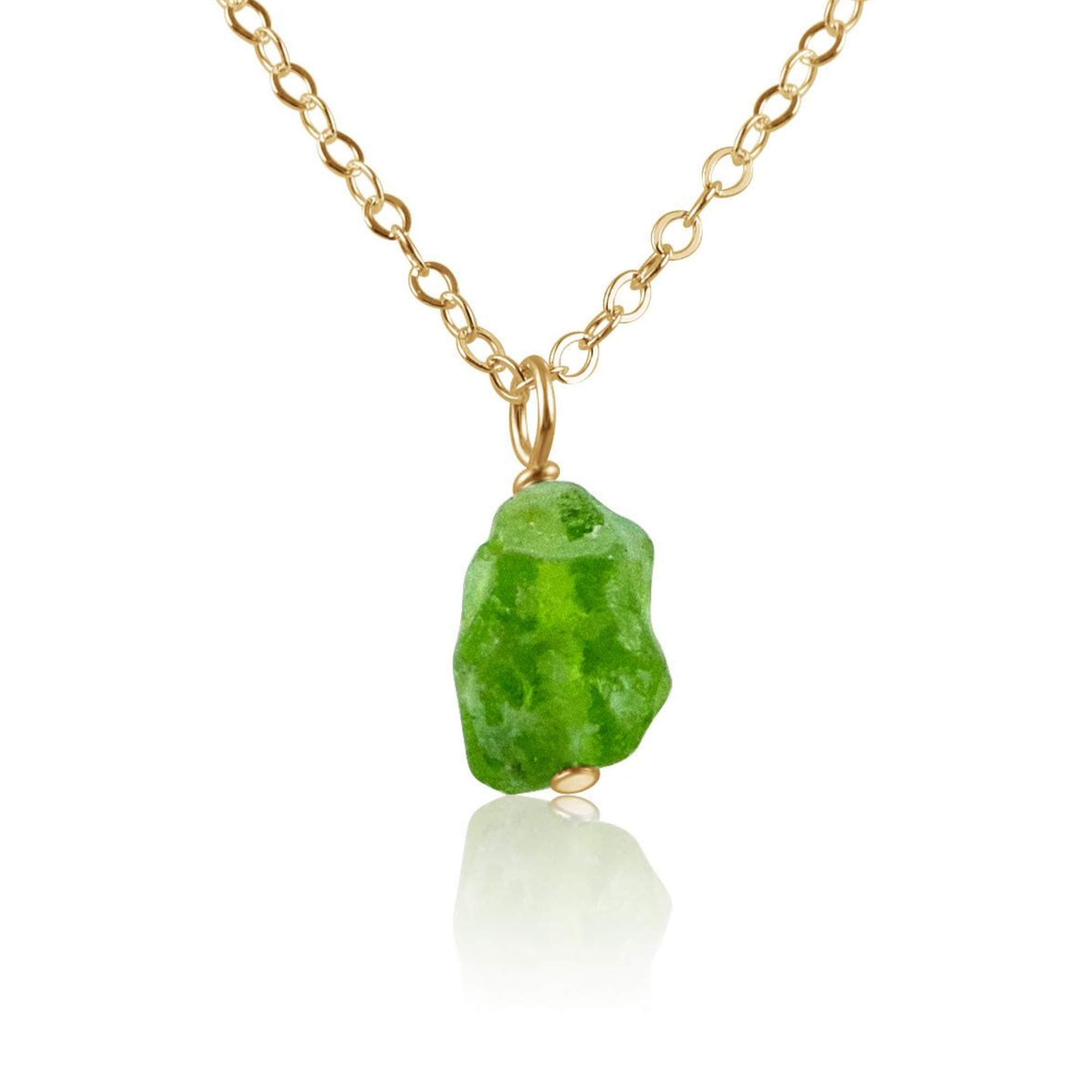 Peridot Raw Crystal Pendant Choker in 14k Gold Fill