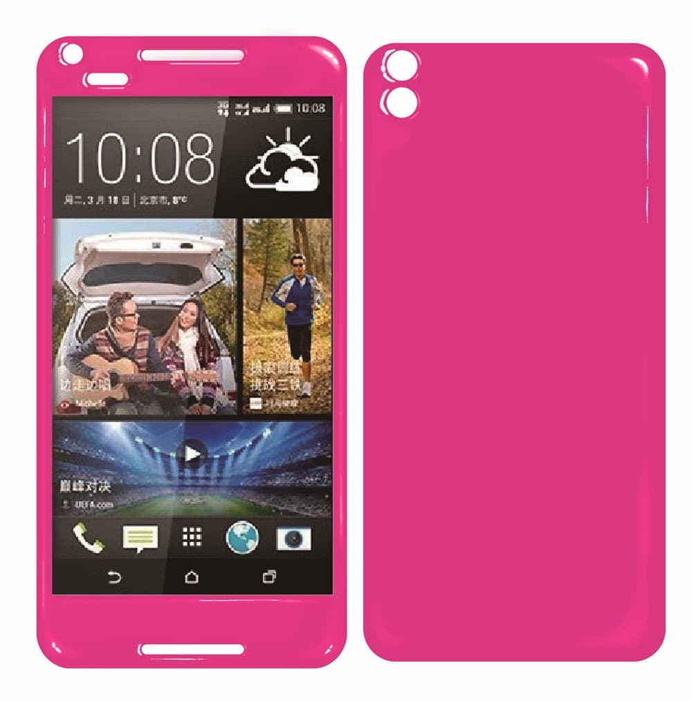 Seeme ultra-thin Soft Gel Gloss Skin Fit Case Cover for HTC Desire 816 (Fits All Carriers) Front - back 3D protection (Pink)