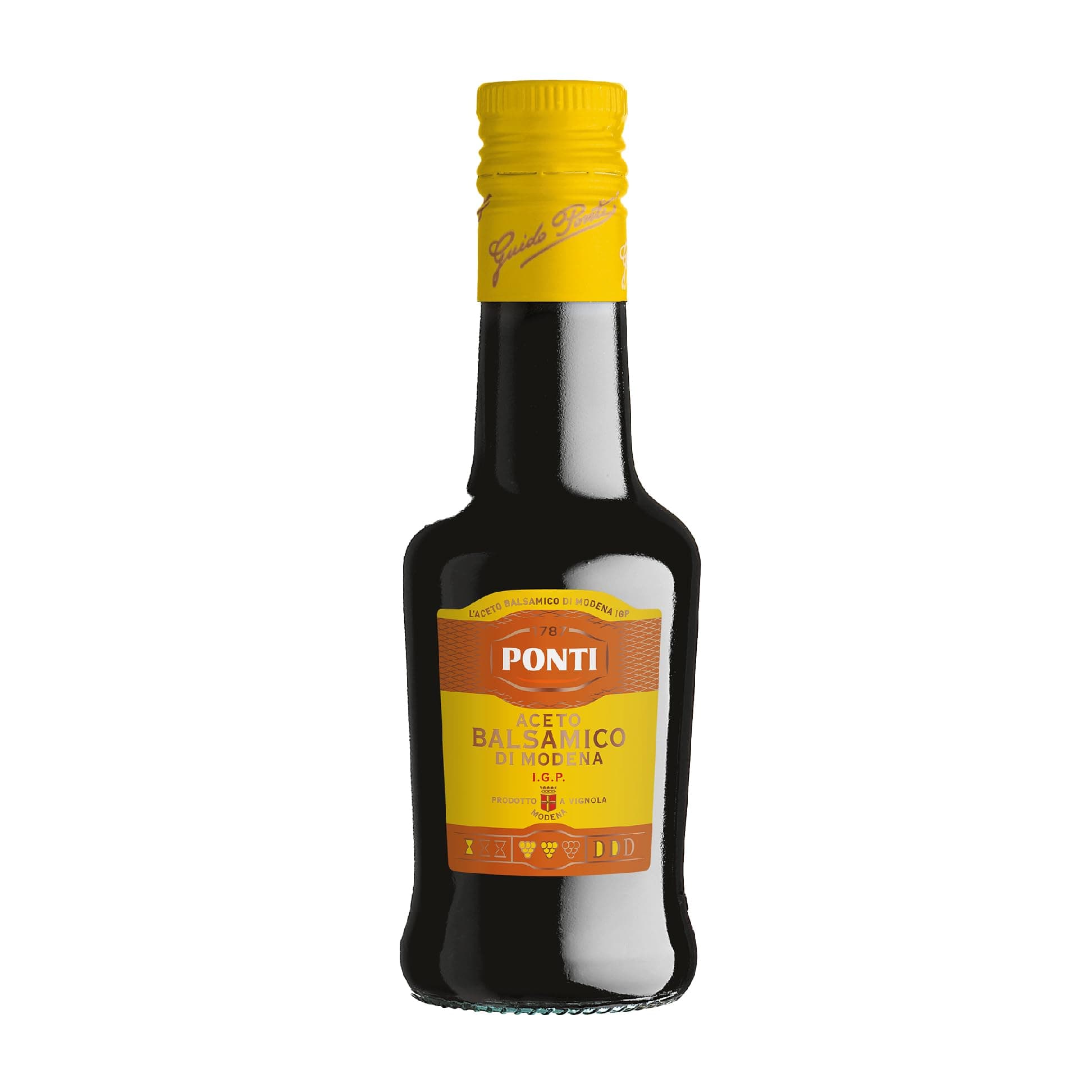 Ponti: "Aceto Balsamico di Modena I.G.P." Balsamic Vinegar from Modena 8.45 Fluid Ounces (250mL) Bottle [ Italian Import ]