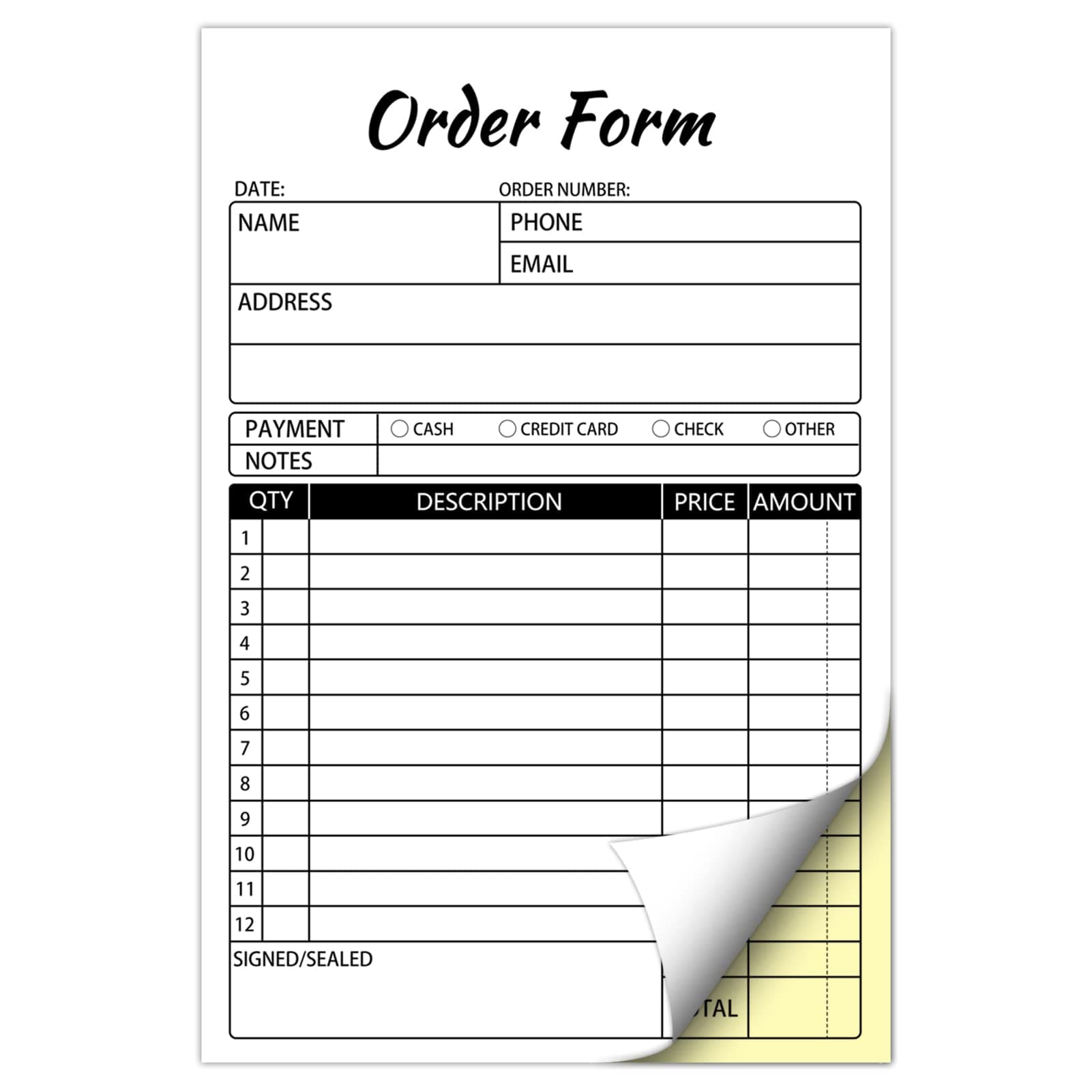 Sales Order Books,2 Part Carbonless Sales Invoice Book for Small Business,5.5 x 8.3 inches,Receipt Book with Cardboard(50 Sets)