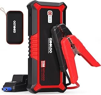 GP4000 4000A Peak Car Battery Jump Starter, Portable Battery Booster for Up to All Gas or 10L Diesel Engine, SuperSafe 12V Lithium Jump Box Power Pack with Jumper Cable,Red