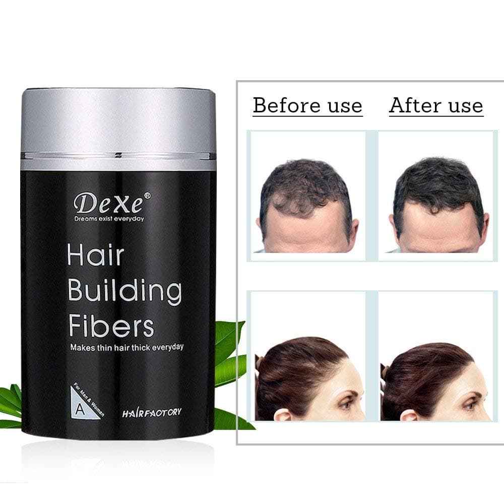 Dexe Hair Building Fibers,Sky-shop Hair Re-growth Powder Keratin Hair Fiber,Thinning Hair and Bald Spots Hair Fibers for Women and Men(Black)