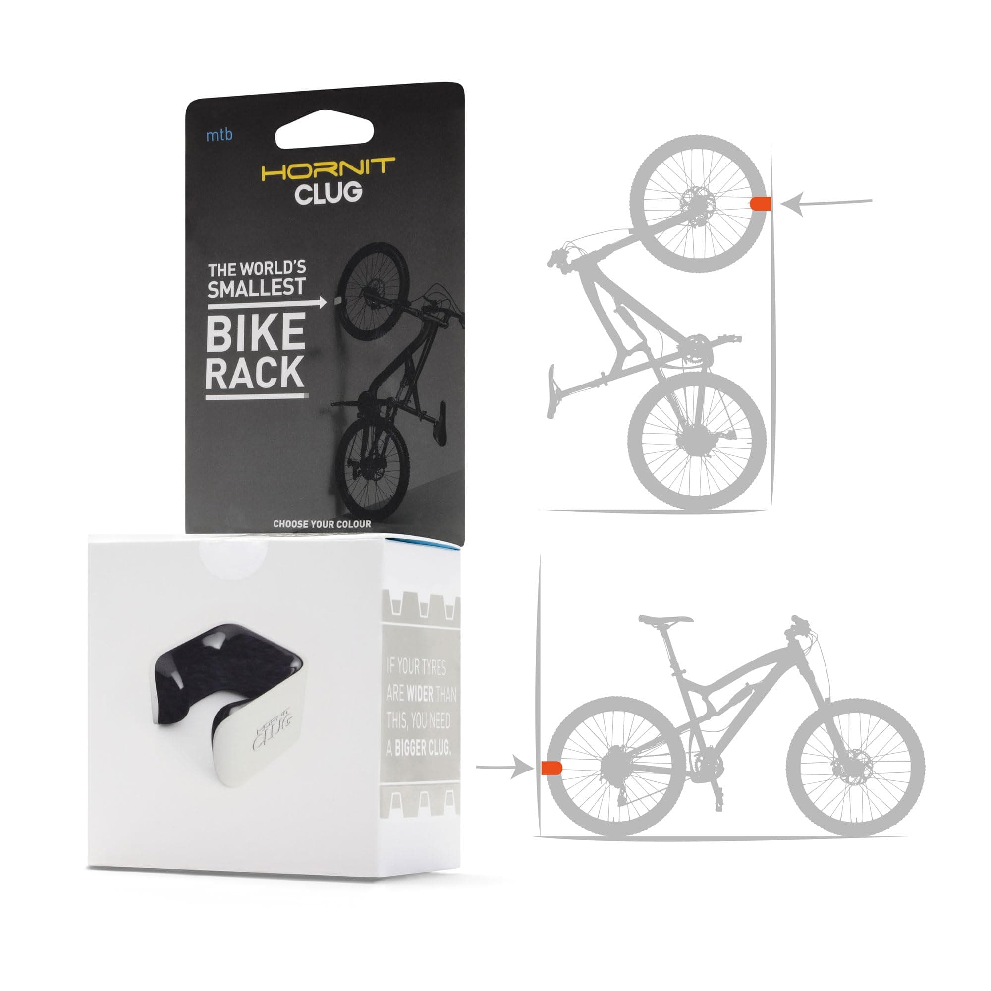 Hornit CLUG Bike Clip - Bicycle Rack Storage System for Home, Garage, or Outdoor Cycle Stand and Mount