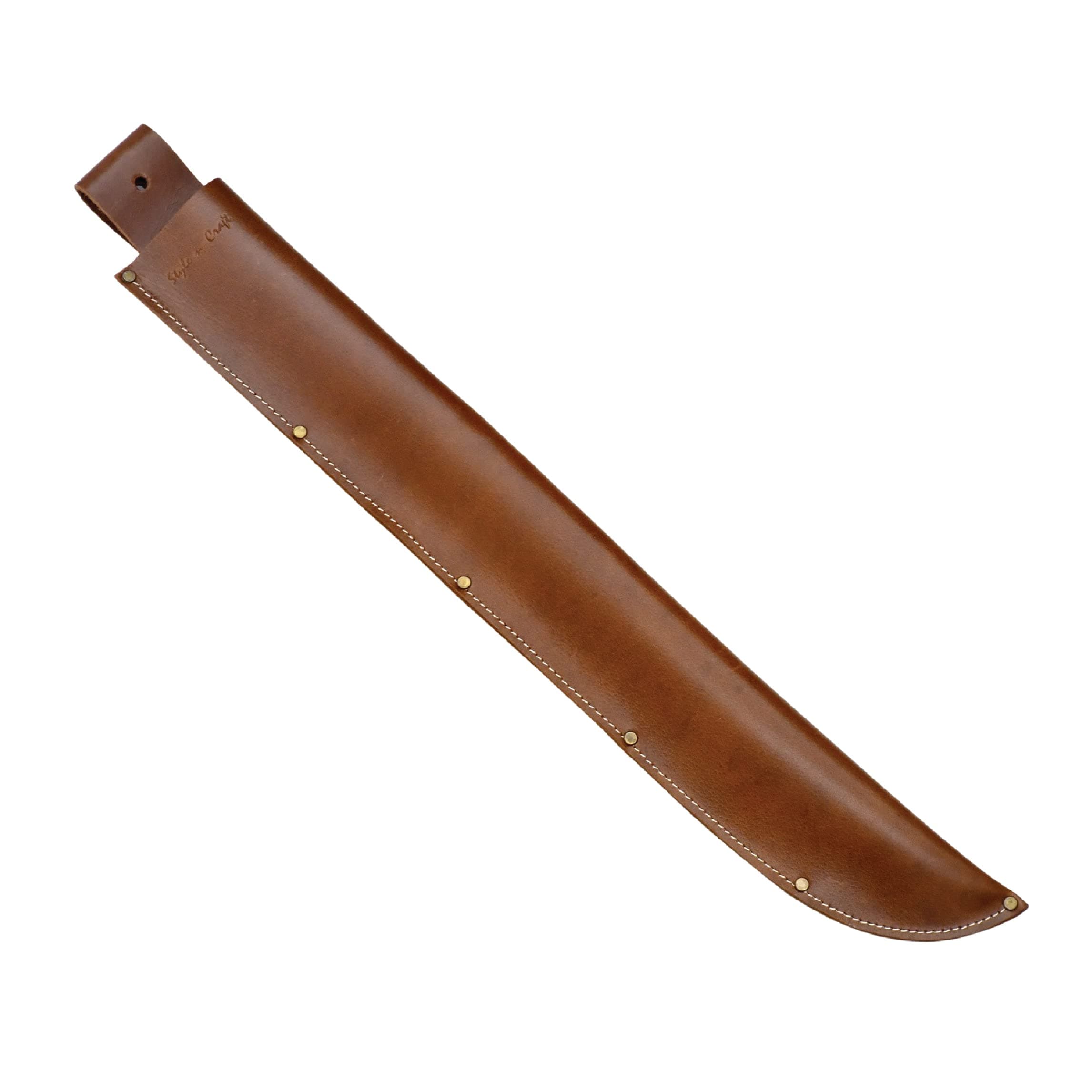 Style n Craft Machete Sheath, Full-Grain Leather Sheath for a 22” Machete, Dark Tan (98028)