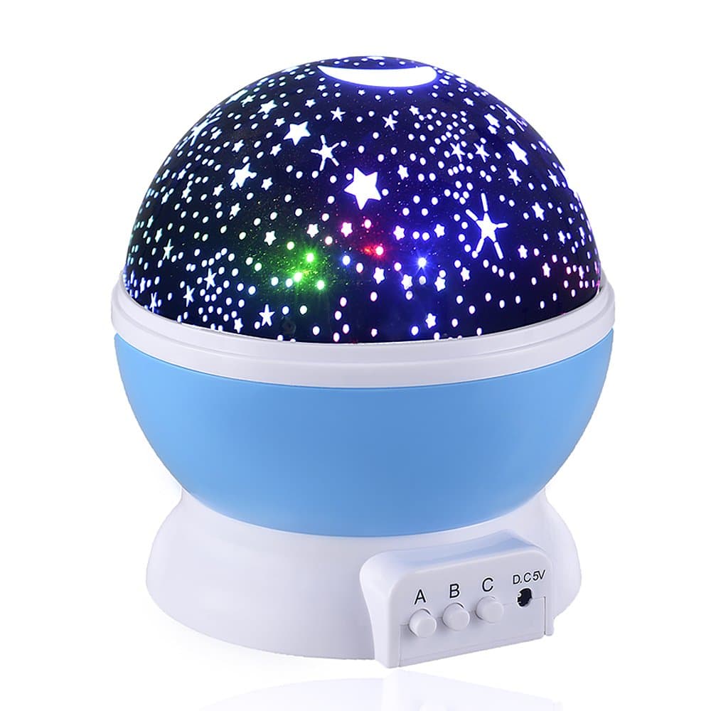 LINLIN baby Night Light Moon Star Projector 360 Degree Rotation - 4 LED Bulbs 9 Light Color Changing With USB Cable