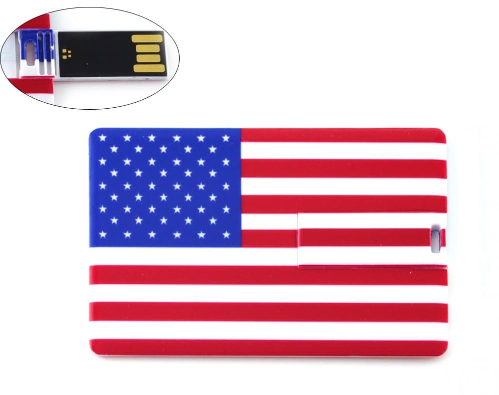 32GB Credit Card Shape USB Flash Drive with American Flag Pattern