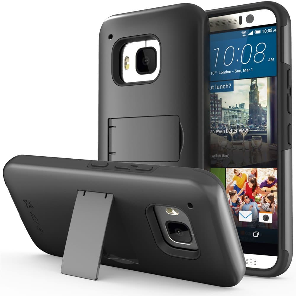 HTC One (M9) Case - VENA [Legacy] Slim Fit Dual Layer Hybrid Case with Kickstand & Screen Protector for HTC One M9 (2015) - Solid Black