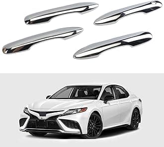 Door Handle Cover Trim Compatible with Toyota Camry 2018-2025 /Corolla 2019-2025 /Avalon 2019-2022 /Pruis Hatchback 2016-2024 Car Accessories Exterior Door Handles without Smart Key Holes Chrome ABS