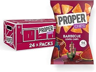 Properchips Crunchy Lentil Crisps 24 Bags x 20g Satisfyingly Healthy Snacks (BBQ Barbeque)