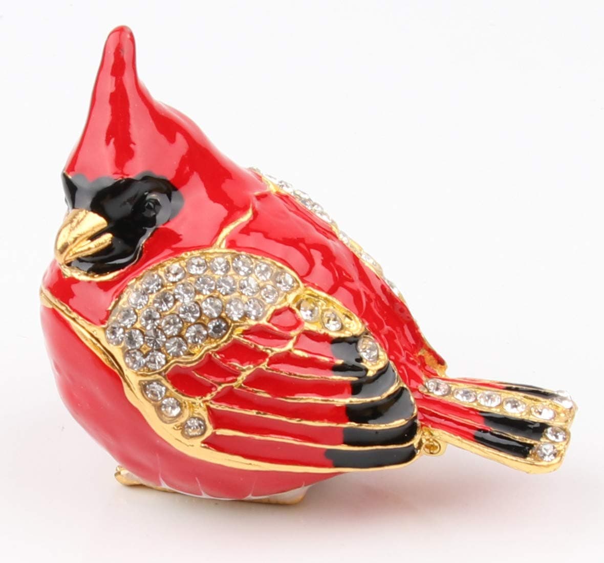 Cardinal Bird Trinket Box Metal Enameled Animal Figurines Collectable Wedding Jewelry Ring Holder Organizer - Mothers Day Gifts