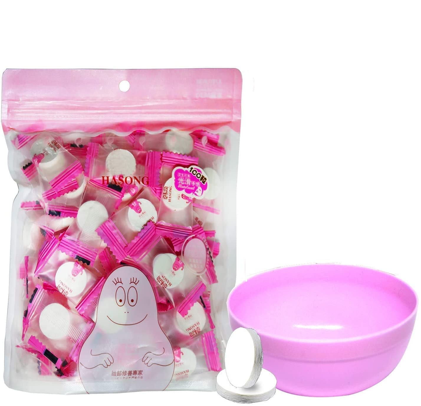 100 Pieces Compressed Disposable Facial Mask Sheet Home DIY Skin Care, Get 1x Mask Bowl For Free