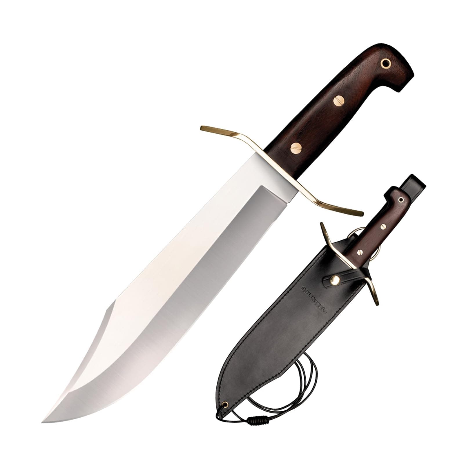 Wild West Bowie 10.75" 1090 High-Carbon Steel Clip Point Blade 5.25" Rosewood Handle Fixed Blade Knife w/Leather Sheath