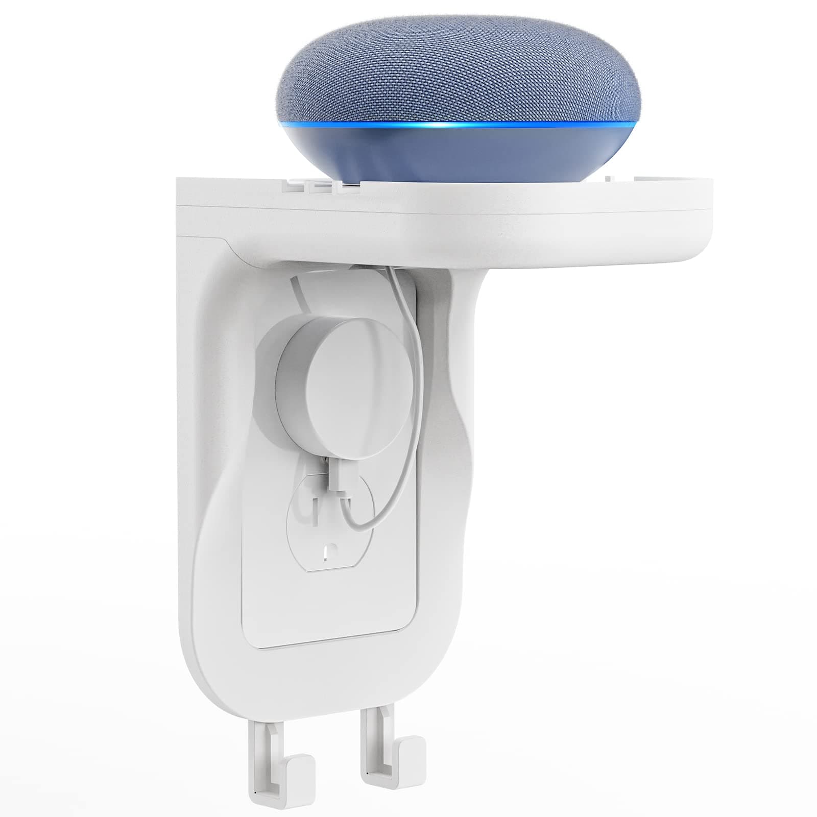 WALI Outlet Shelf Wall Holder, Fit for Duplex GFCI Decorative Outlet Shell A Space Saving for Smart Home, Speaker Mounts up to 10lbs with Cable Management (OSH001-W), White