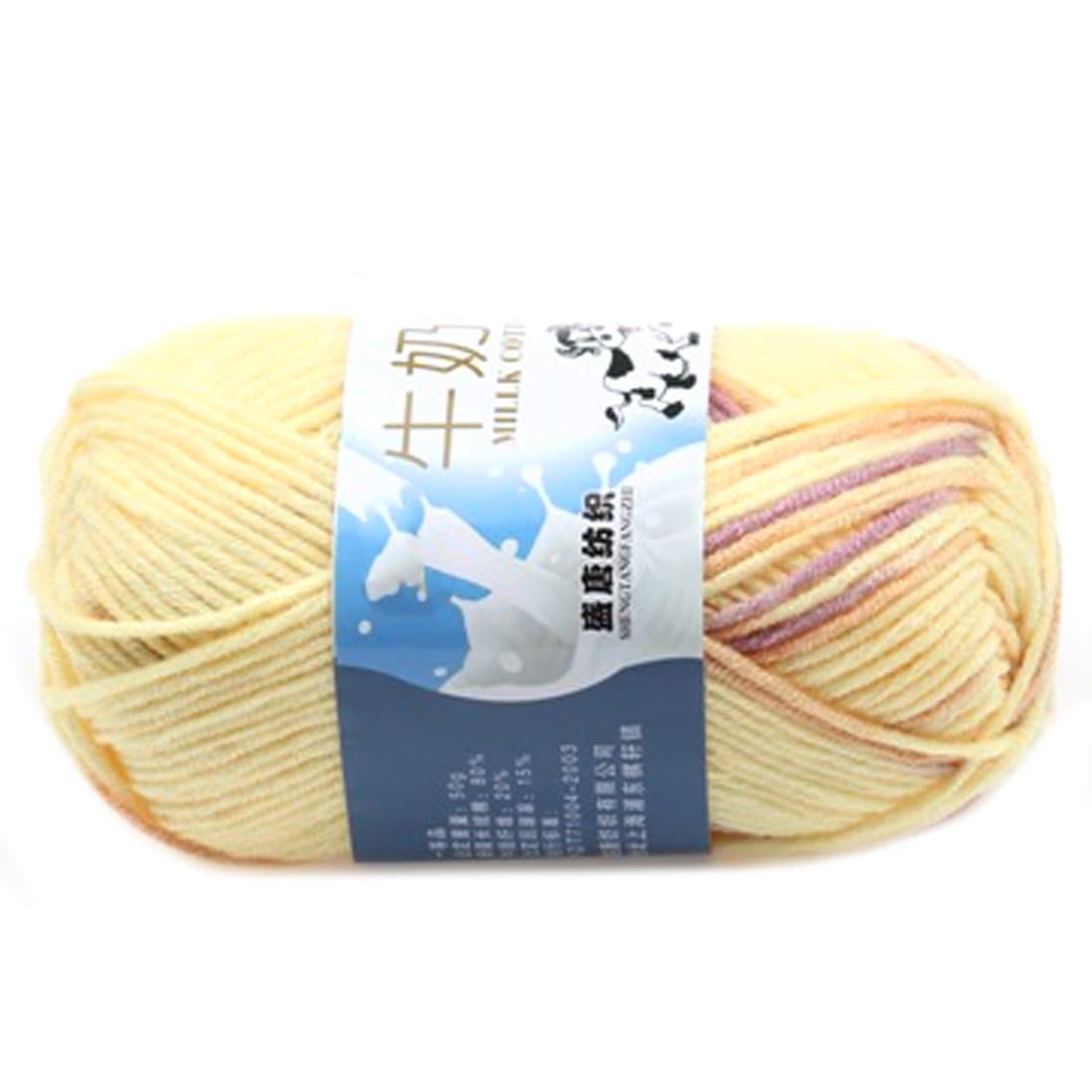 rongwenSmooth Soft Milk Cotton Natural Hand Knitting Wool Yarn Ball Baby Wool Craft-Yellow&Colorful