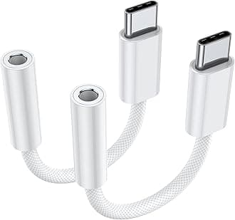 JXMOX USB Type C to 3.5mm Female Headphone Jack Adapter (2-Pack), USB C to Aux Audio Dongle Cable Cord for iPhone 17 Air 16 15 Pro Max, Samsung Galaxy S23 S24 S25 Ultra, iPad Pro, MacBook, Pixel 9 8