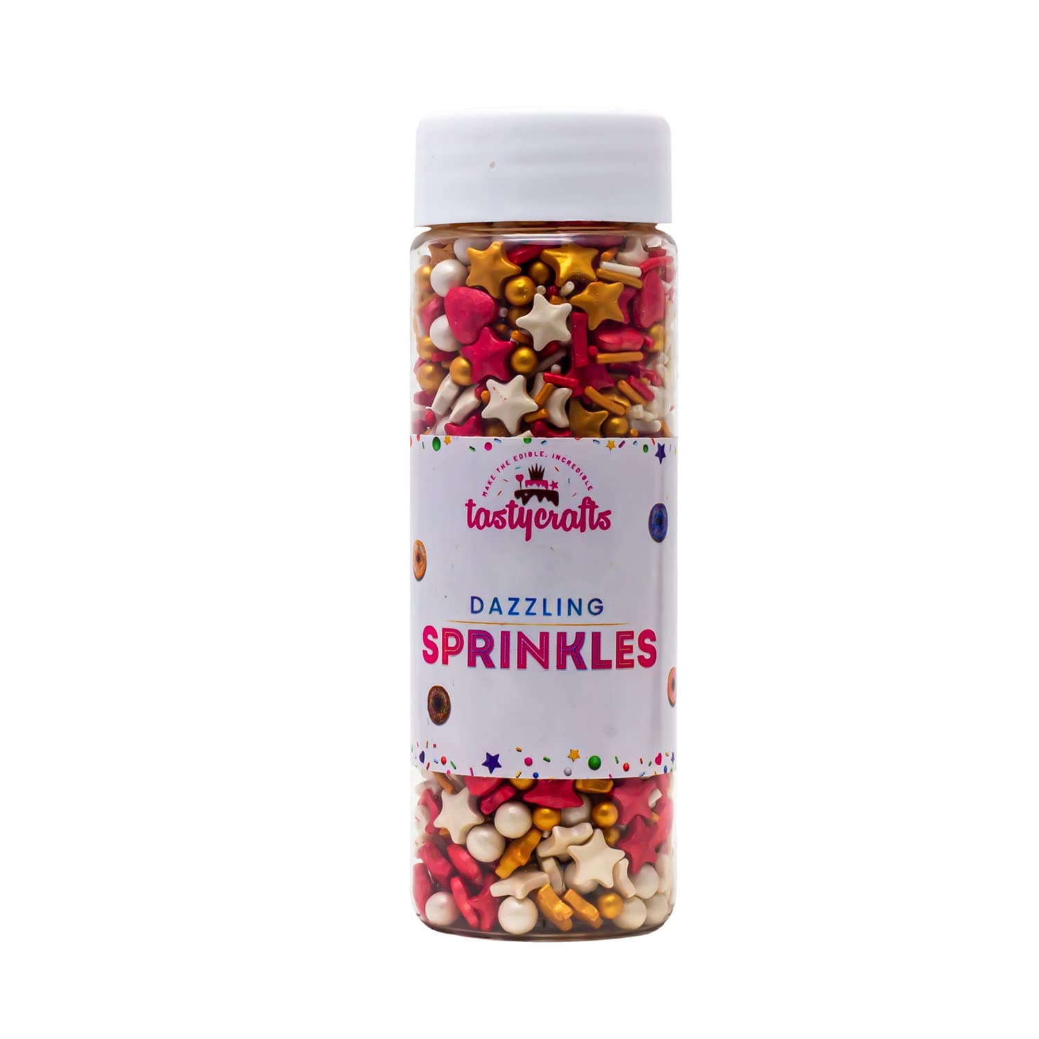 Mix Metallic Sprinkles, 100 GM | Edible Sprinkle | Colorful Dazzling Sprinklefetti | Baking Cake Items | Candy Toppers for Cake, Cupcake, Dessert, Pastry, Cookies Decorations - CH05