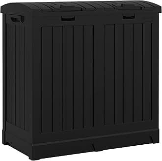 Dual Trash Hideaway Cabinet for Garbage and Recycle Bags, Discrete Outdoor Trash Cabinet with Concealed Trash Bag Holders, Holds Two 33-Gal. Bags, Made in the USA