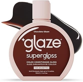 glazeSupergloss Color Conditioning Gloss – Hydrating Semi-Permanent Color Hair Gloss & Shine Boost – Color Depositing Mask - Vegan, Cruelty-Free – 190ml - Chocolate Gleam - Warm Medium Dark Brown