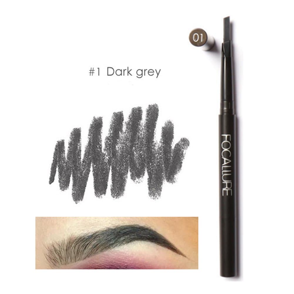 EUIRISTORE Waterproof Rotary Eyebrow Pencil With Brush Long Lasting Eye Brow Eyeliner Pen #1 Dark Grey