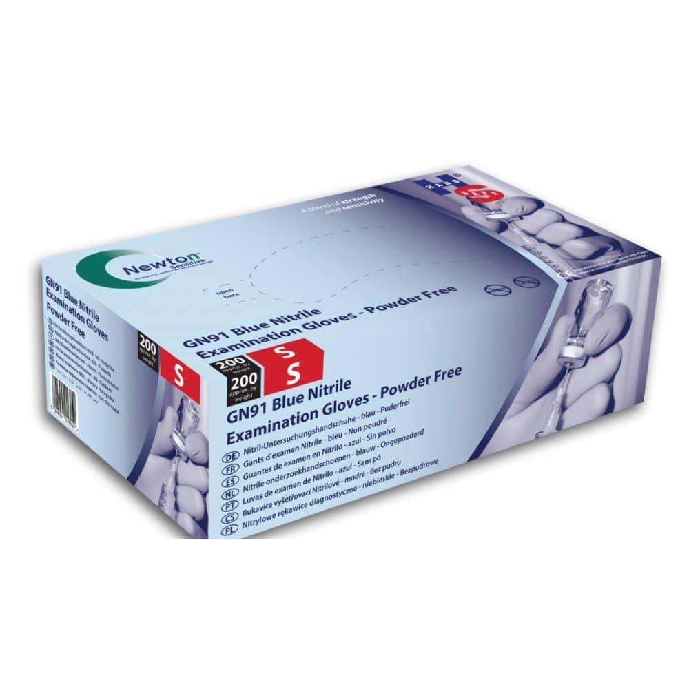 HandsafeGN91 Powder Free Blue Nitrile Disposable Gloves - Pack of 200 (Small)