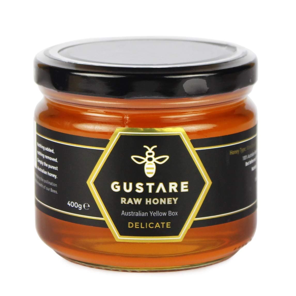 Gustare Delicate Australian Yellow Box Mono Floral Raw Honey, 400 g