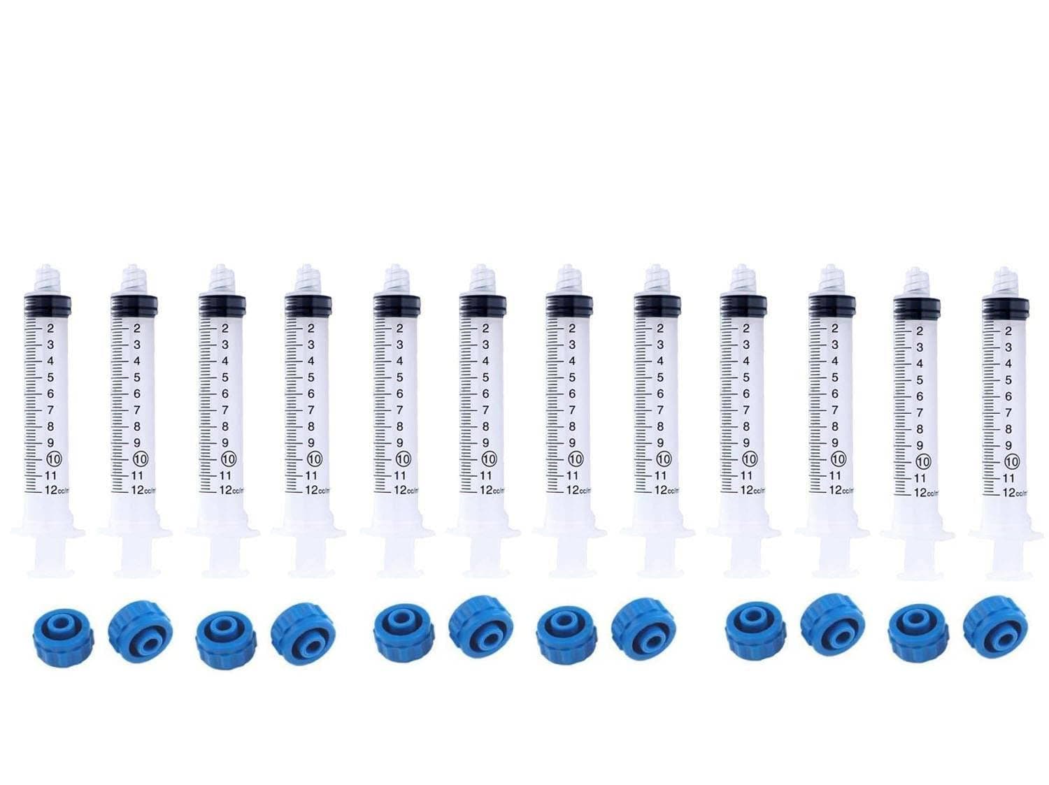 10ml Syringes Without Needle, 10cc Disposable Plastic Syringe with Luer Lock and Caps, Non-Sterile Oil Syringe, Glue Syringe, Epoxy Syringe, Ink Syringe, Lab Syringes (Pack of 12)