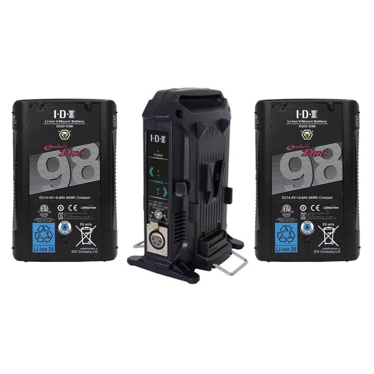 IDX 2X DUO-C98 11V 96Wh Li-ion High-Load Batteries, Bundle with IDX VL-2X 2-Channel Charger