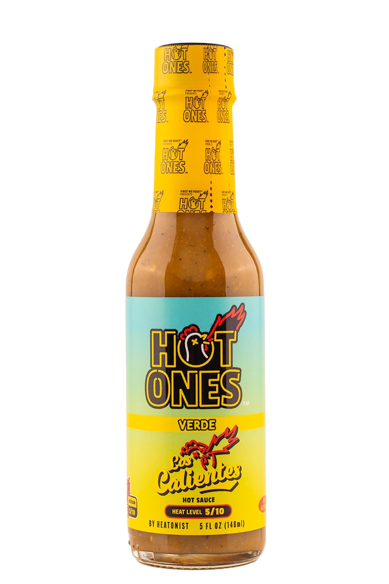 Los Calientes Verde Hot Sauce Made With Natural Ingredients & Fiery Flavors From Green Serrano Peppers, Orange Habanero & Apricot, 5 fl oz Bottles (1-Pack)