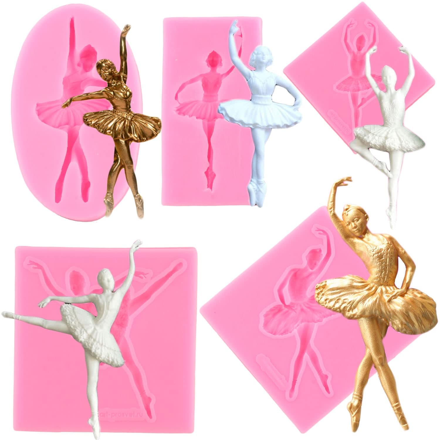 MujiangMujiang Dancer Silicone Fondant Molds Ballet Chocolate Candy Mold For Cake Decorating Baking Set Of 5