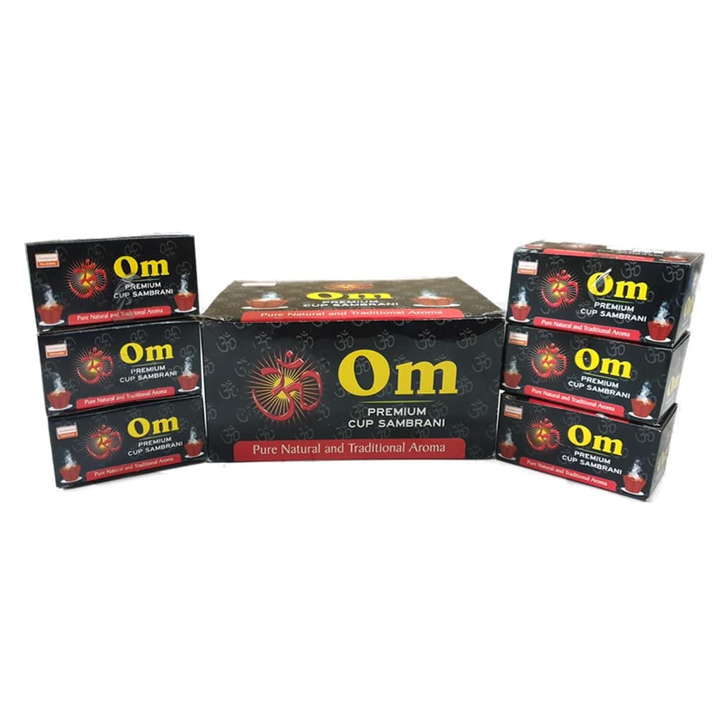 Darshan Incense - Om Premium 2Cups Sambrani Pack of 12 (12x2Cups = 24 Cups)