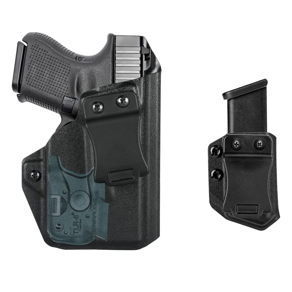 IWB Holster Right Hand Fits Glock Models 26/28/33 (GEN3-5)/G27 (GEN3-4) w/TLR-6/TLR-6 HL Holster & Universal IWB/OWB 9mm/.40 Double Stack Mag Carrier (Stream Light TLR-6/TLR-6 HL Must be Attached)