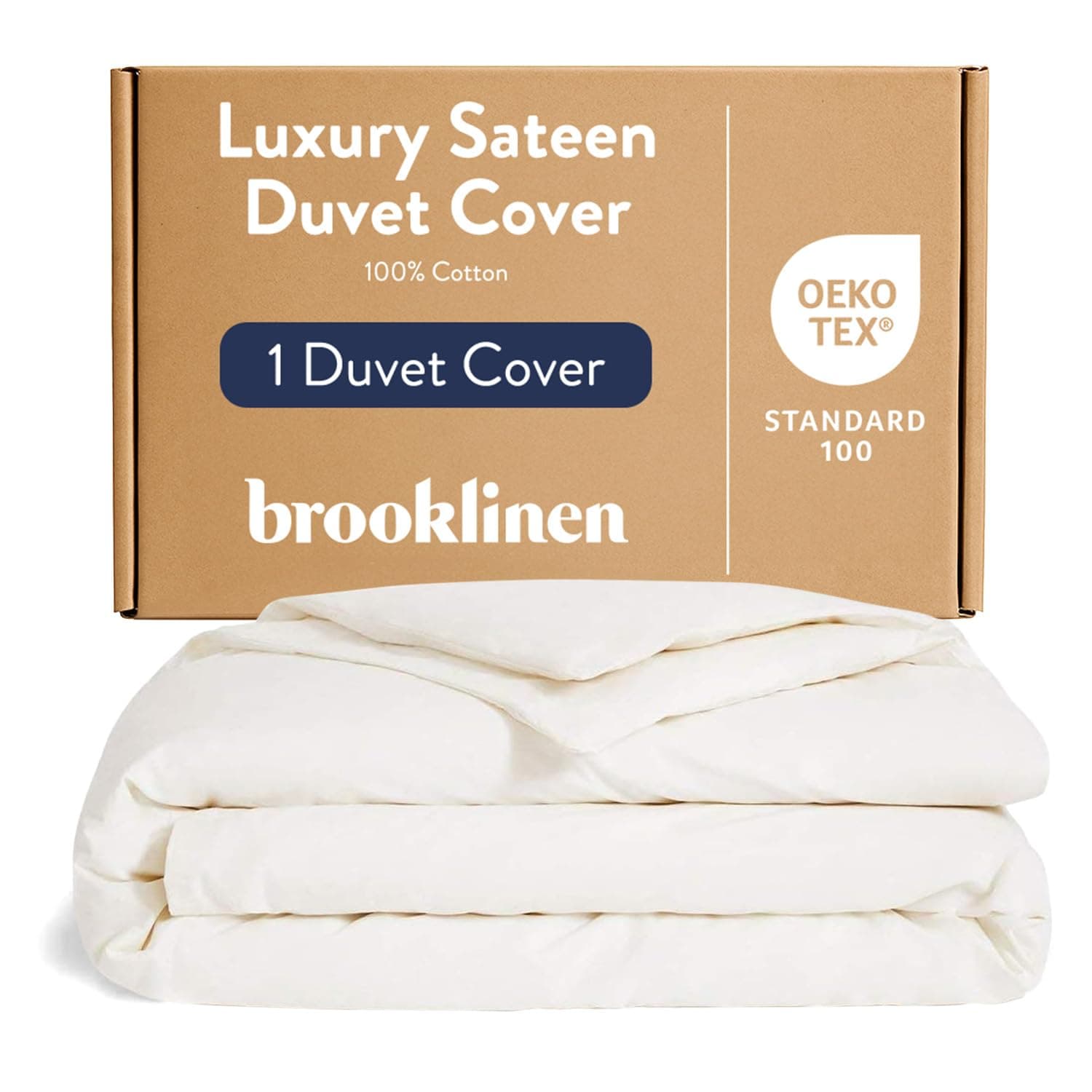 Brooklinen Luxury Sateen Duvet Cover - 100% Cotton, Twin/Twin XL Size in Cream with Extra-Long Corner Ties and Button Closure - Best Twin/Twin XL Duvet Covers