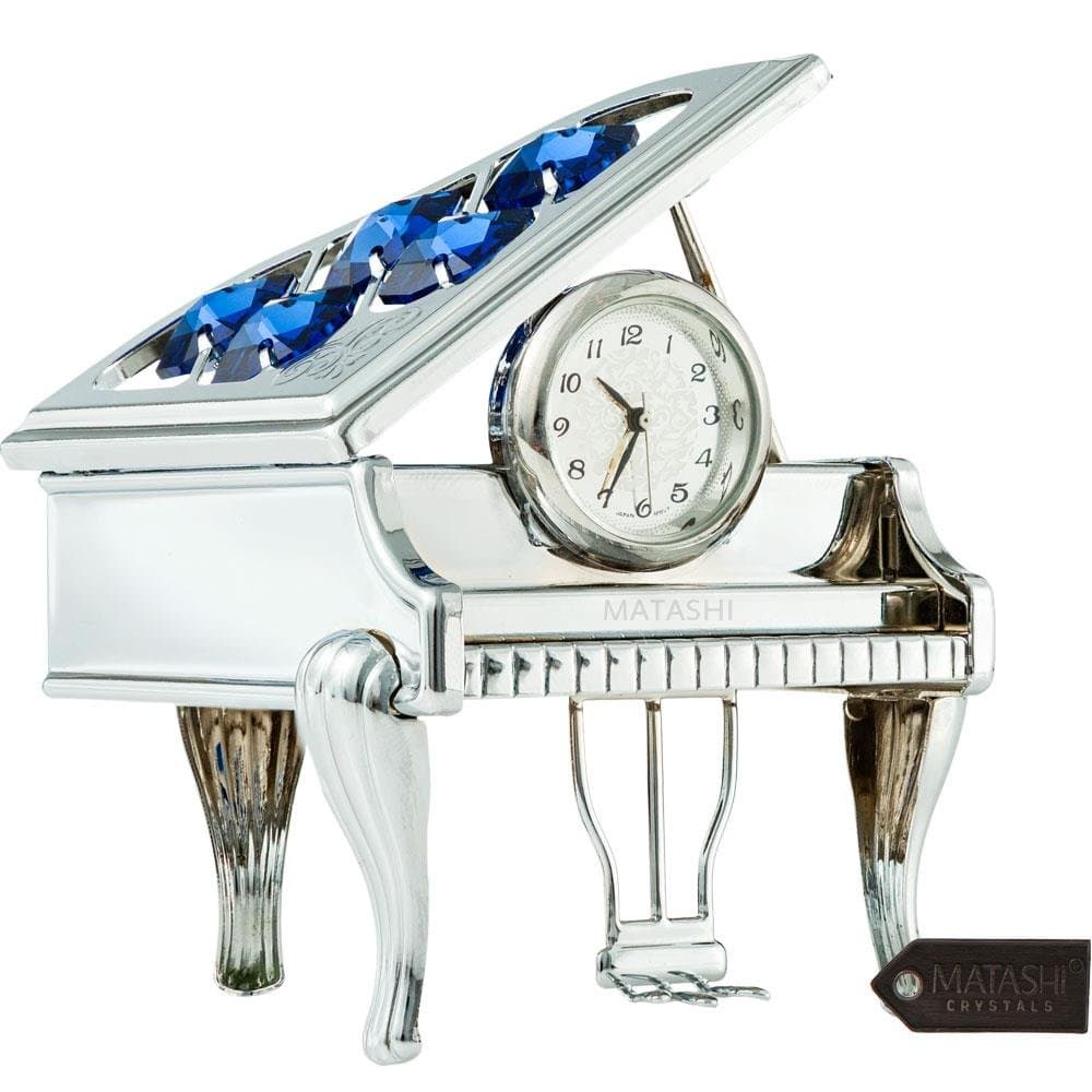Matashi Silver Plated Vintage Piano Desk Clock – Shelf, Desktop & Tabletop Décor w/Luxury Gift Box – Unique Gift for Mom, Wife, Grandma on Christmas, Valentine’s Day & Mother’s Day