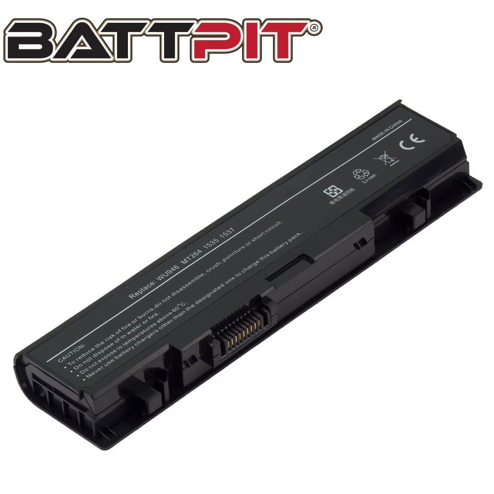 Battpit Laptop Battery for Dell PP39L PP33L MT277 WU960 WU946 MT264 PW773 KM887 Studio 1535 1536 1537 1555 1557 1558 - High Performance [6-Cell/4400mAh/49Wh]