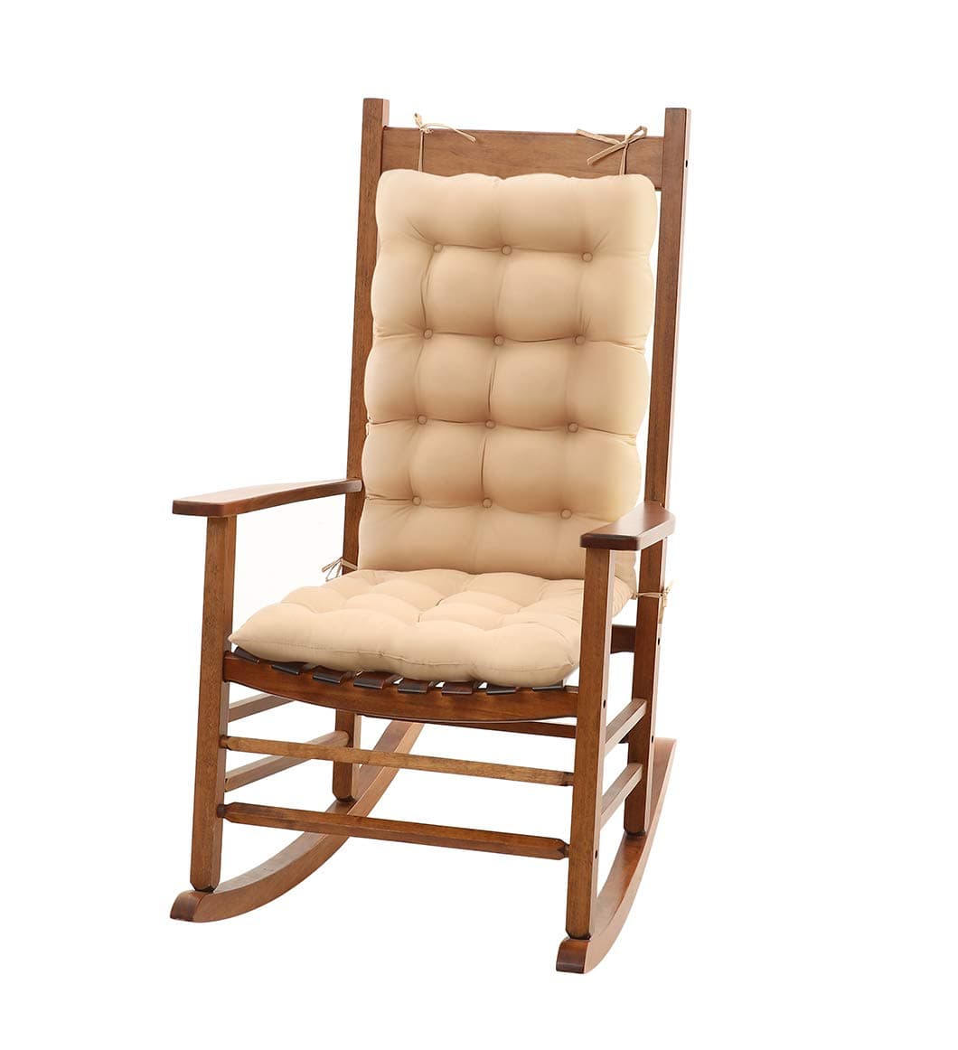 Rocking Chairs Cushions Non-Slip with soft Cotton filling Back Support Garden Chair Cushions for Home Life Chair Pads Comfort for office Size Seat Back22x 17x3 inches, Size Seat:19x17x3 inches Beige