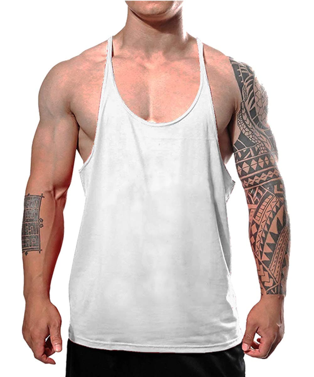 Men's Stringer Bodybuilding Workout Gym Tank Tops Training Y Back Cotton