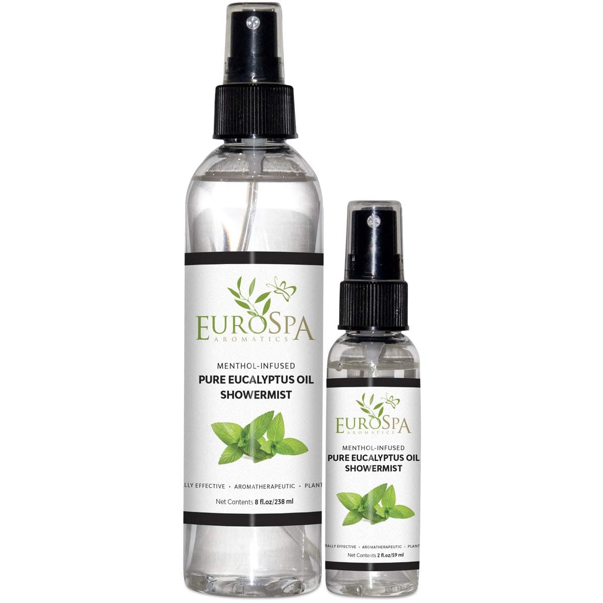 Pure Eucalyptus Oil ShowerMist and Steam Room Spray, All-Natural Premium Aromatherapy Essential Oils - Menthol Infused, Duo Pack, 8oz and 2oz