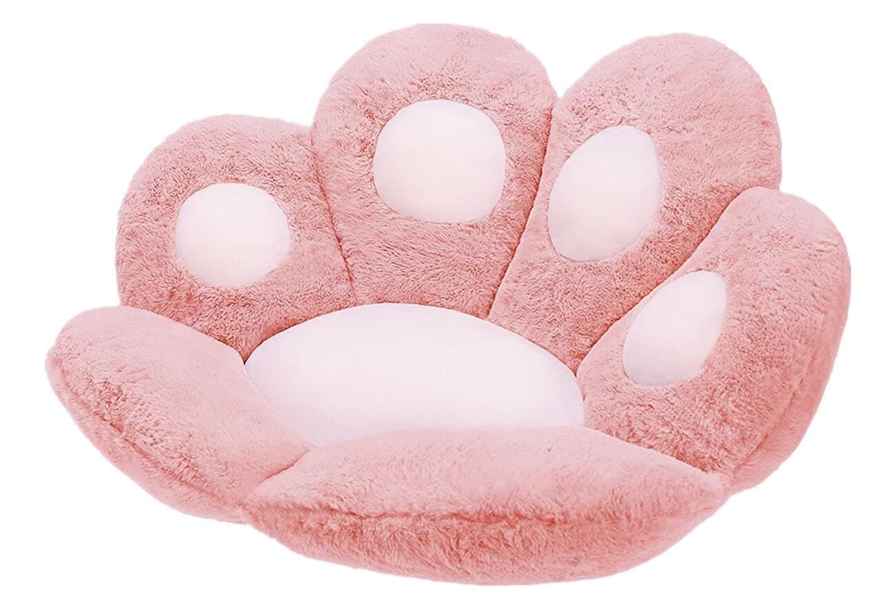 LeCas, Cat Paw Cushion Cute Seat Cushion Lazy Sofa Office Chair Cushion Bear Paw Warm SkinFriendly Floor Mat Plush Seat Pad for Comfortable and Health (27.6x23.6 in, Pink)