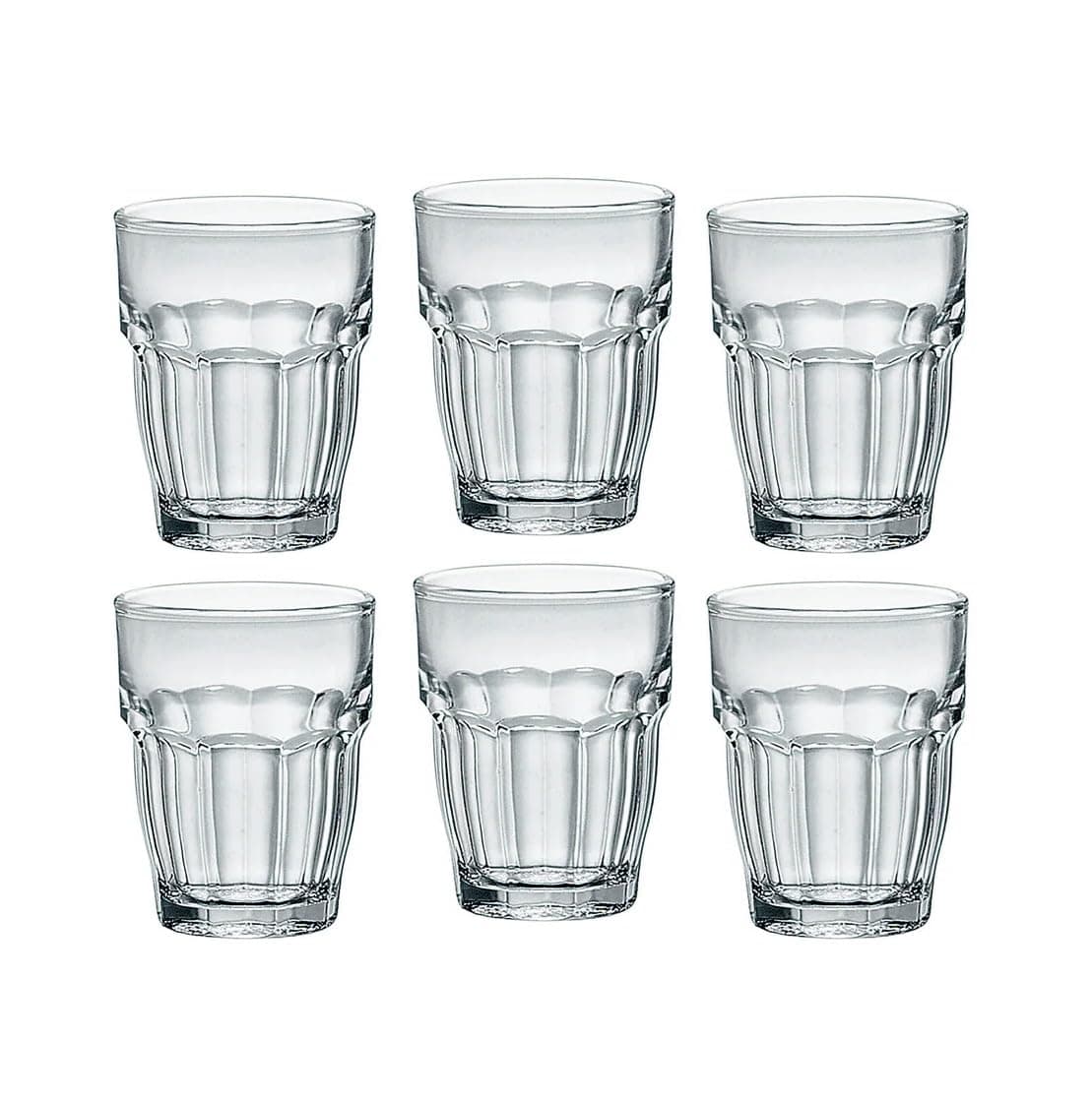 Bormioli Rocco Rock Bar 2.25 oz. Shot Stackable Tempered Beverage Glasses for Cold Drinks, Water, and Cocktails, Set of 6, Clear