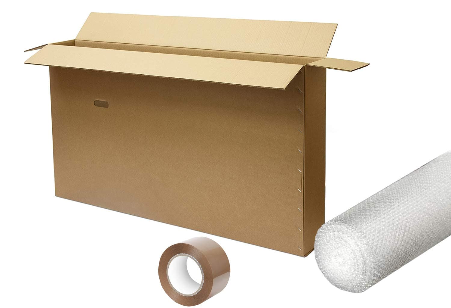 Bicycle Cardboard Box - Double Walled Cardboard Bike Box for Packing, Storing and Shipping - Bicycle Shipping Box with Handles (190 x 23 x 112 cm)