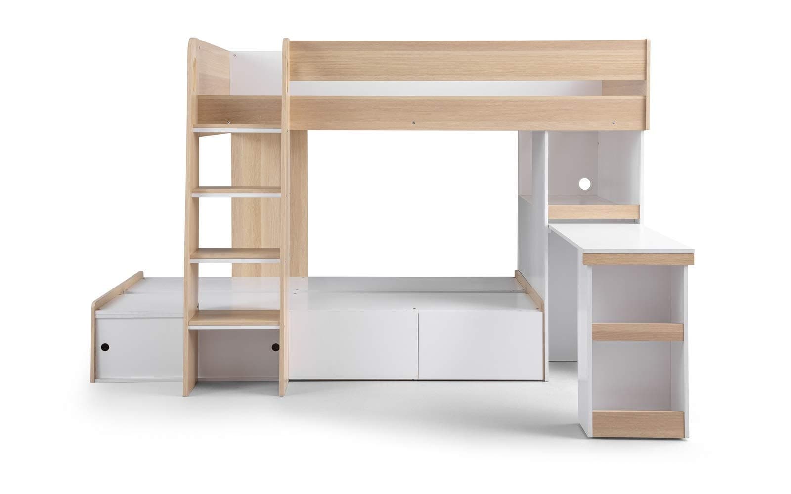 Julian Bowen Eclipse Bunk Bed, Oak/White, Single