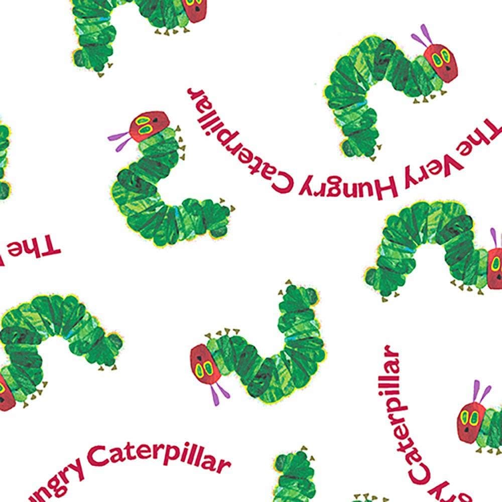 Field's FabricsCotton The Very Hungry Caterpillar Caterpillars Insects Bugs Words Eric Carle Kids Children's Cotton Fabric Print by The Yard (A-7762-G)