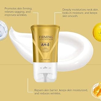 2 Pcs AH-8 Firming Neck Cream for Crepey Skin Body Care Comfort, Neck Firming Cream Contains Hexapeptide, Neck Firming Cream with Roller, Skin Tightening Lotion, Skin Repair