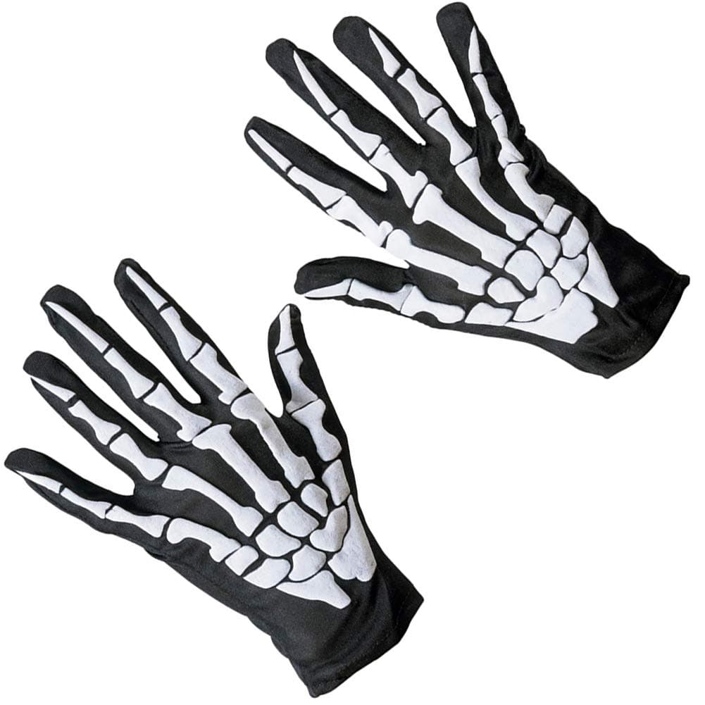 Skull Gloves Cosplay Ghost White Bone Prop Costume Halloween Skeleton Accessories Full Finger for Adult