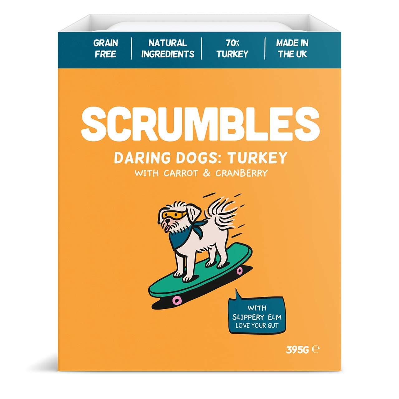 Scrumbles Natural Wet Dog Food, Grain Free Recipe with 70% Turkey and Slippery Elm, Multipack of 10 x 395g