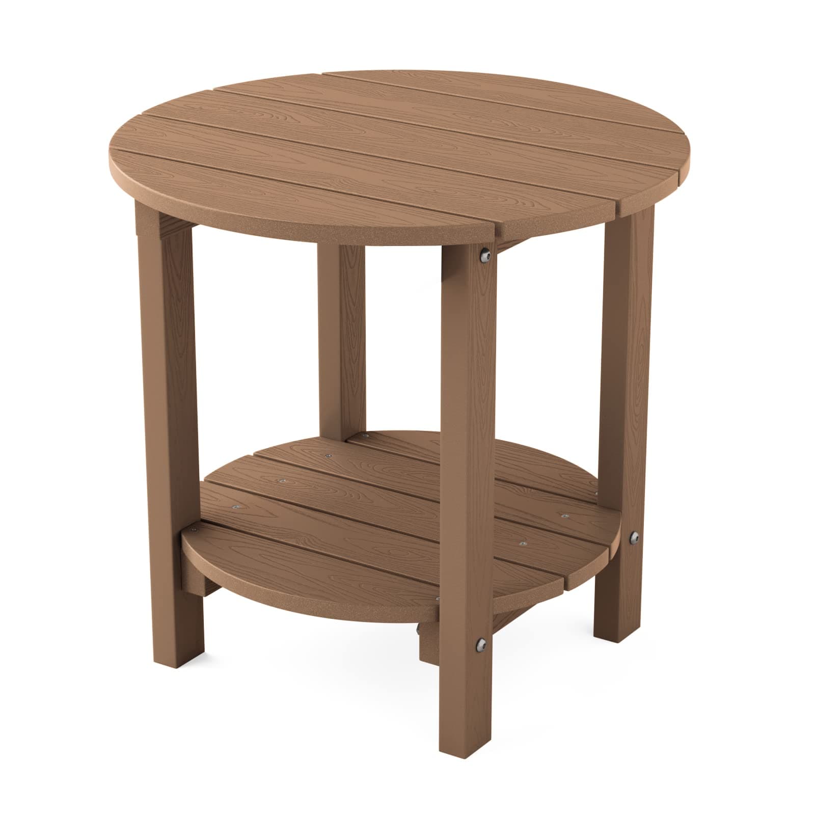 YEFU Adirondack Side Table, 18" Double Outdoor Side Table, Poly Lumber end Table, Weather Resistant for Indoor, Patio, Pool, Porch, Backyard-Teak
