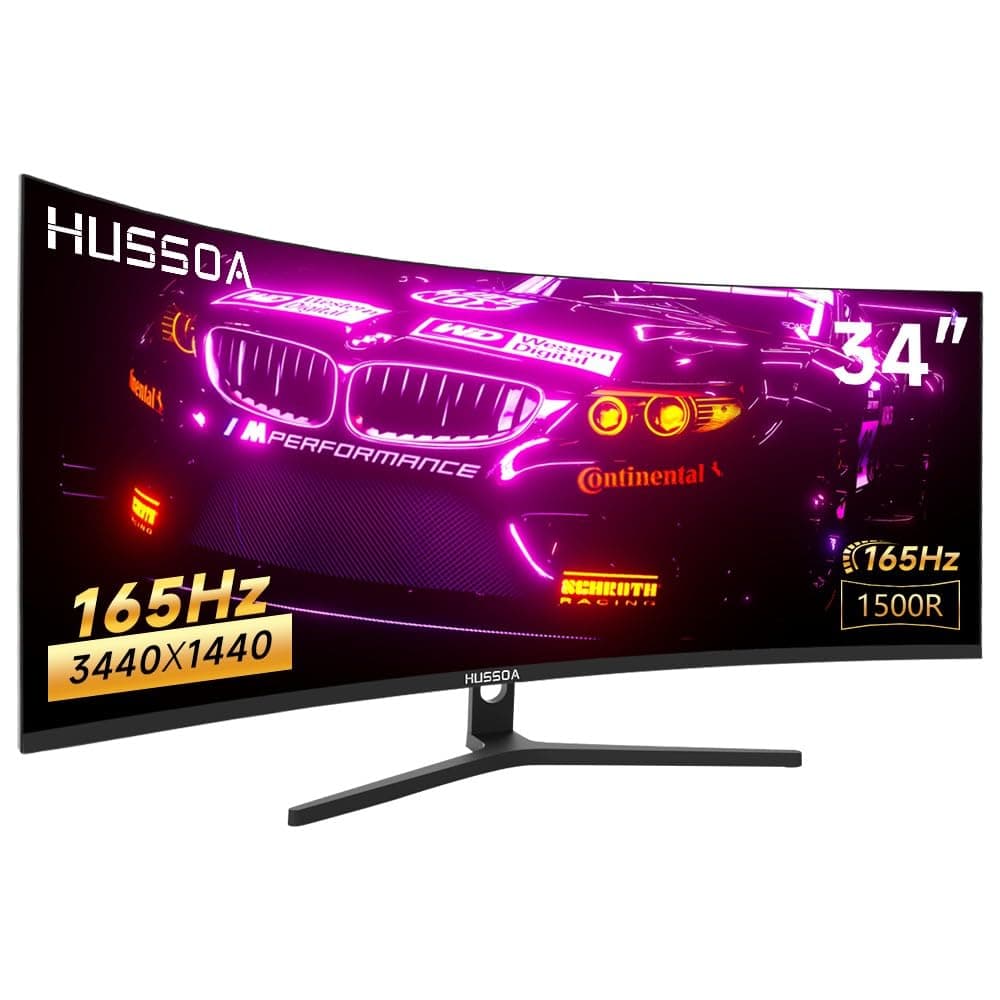 34 Inch Ultrawide Gaming Monitor, WQHD 3440X1440P 144Hz/165Hz Curved Monitor, 21:9 1500R 99% sRGB Support AMD Freesync, Wall Mountable/Tilt Adjustable