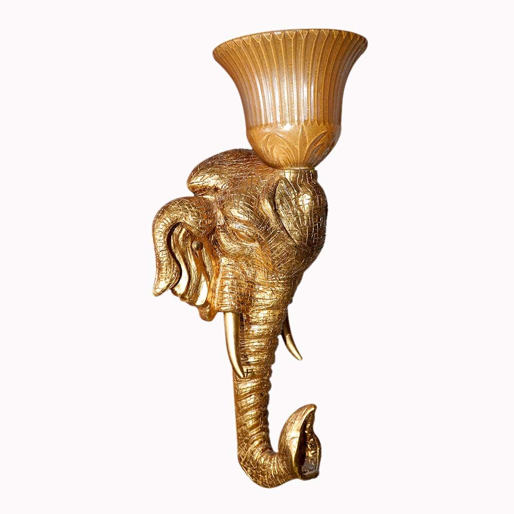 Sparklite Elephant Design Wall Lights for Porch, Bedroom, Hall (Golden)