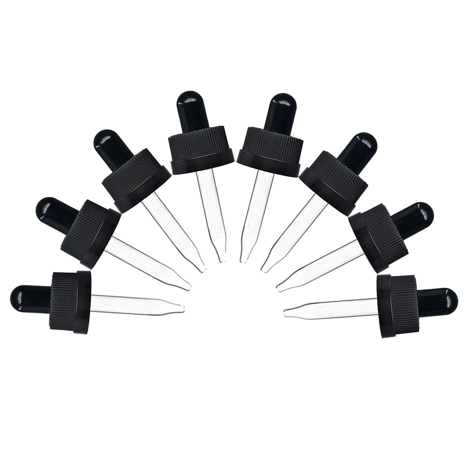 Glass Eye Droppers with Pressure Rotating Child Safety Cover Perfect for Essential Oils, Set of 8, Compatible with doTERRA and Young Living 5ml Bottles