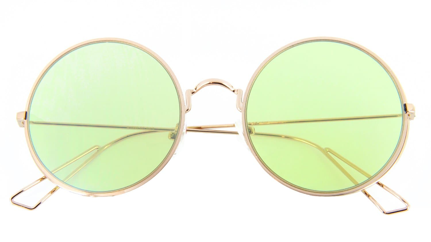 Circle Round Sunglasses Lennon Style Tinted Color Lens Men Women Eyewear (Gold/Green, 54)